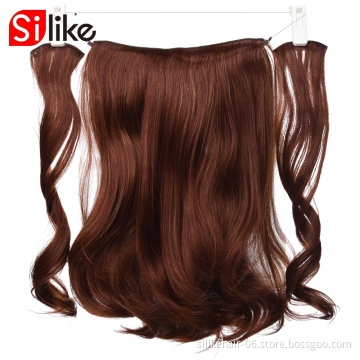 Fish Line  Hair Extensions Heat Resistant Light Brown Gray Blond Thick Women Hair Extension Hai 18"Synthetic Long wavy Curly r